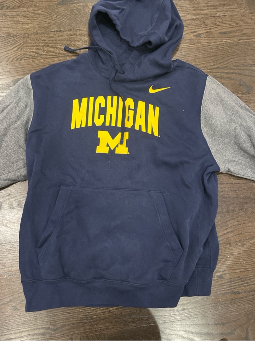 Nike Navy Michigan Wolverines Hoodie with Yellow Block Lettering